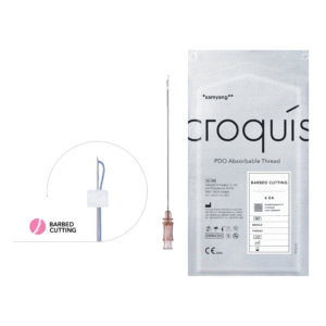 CROQUIS BARBED CUTTING (3D L-CANNULA) 19G 60MM / 0 105MM (SOBRE 6 HILOS)